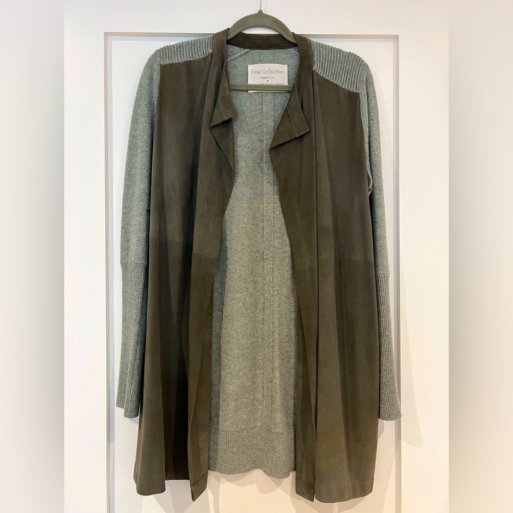 “Fine Collection” real suede and 100% cashmere sweater
